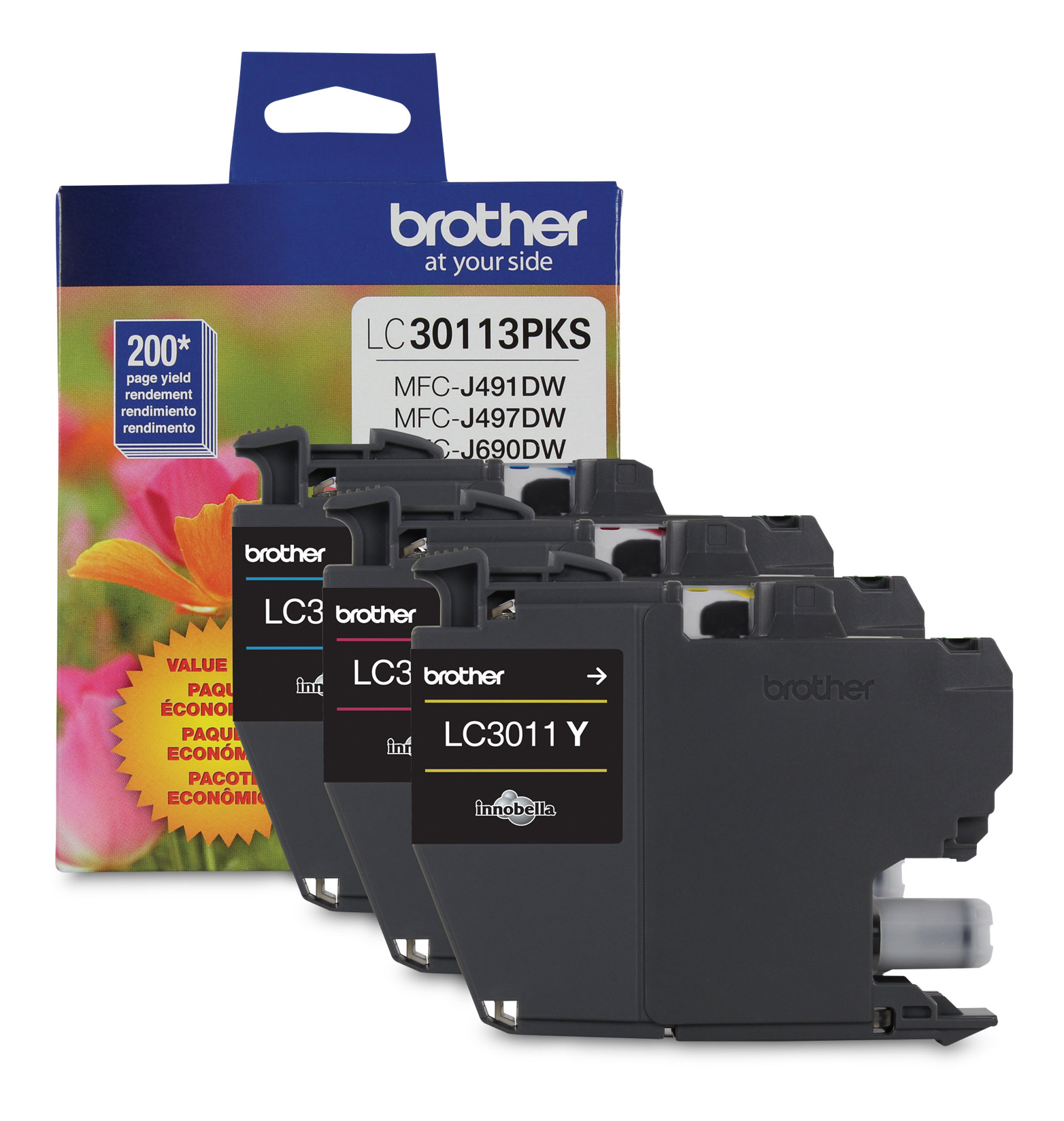 Brother Genuine LC30113PKS 3-Pack Standard-yield Colour Ink Cartridges Brother