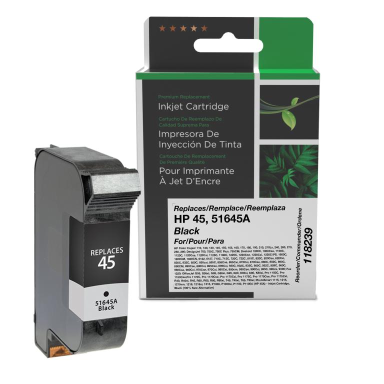 100% New Alternative Black Ink Cartridge for HP 45 (51645A)