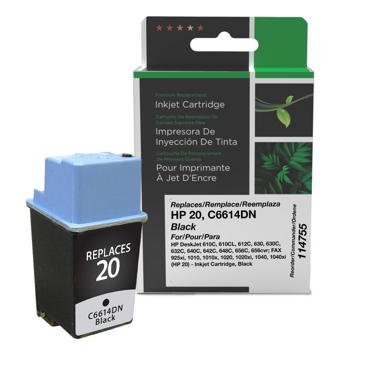 Black Ink Cartridge for HP 20 (C6614DN)