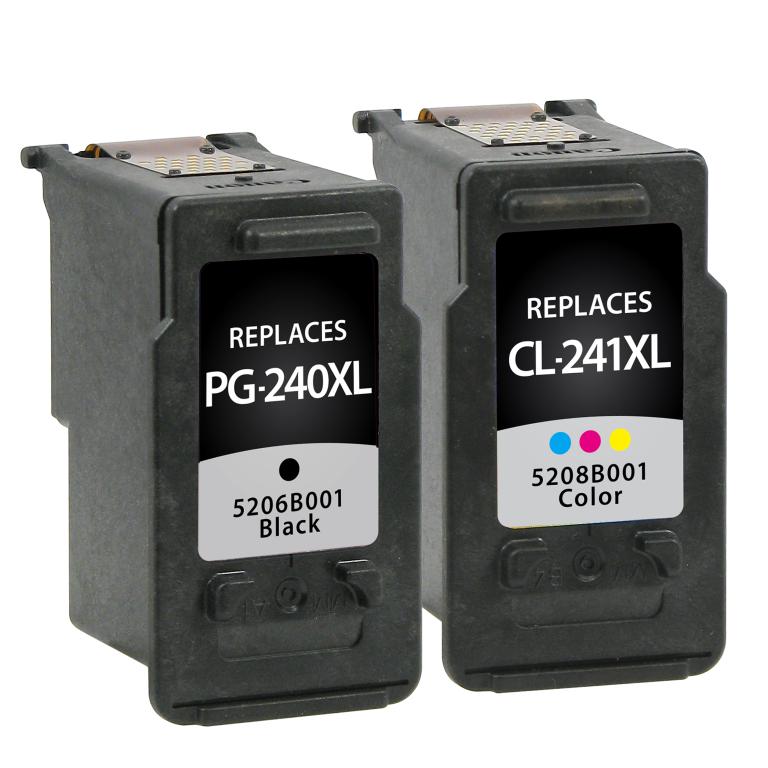 High Yield Black, Color Ink Cartridges for Canon PG-240XL/CL-241XL 2-Pack