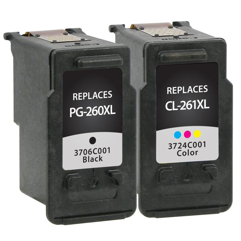 High Yield Black, Color Ink Cartridges for Canon PG-260XL/CL-261XL (3706C005) 2-Pack