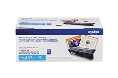 Brother TN433C Cyan Toner Cartridge, High Yield Brother